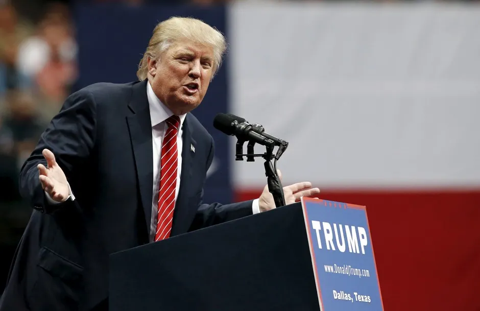 Donald Trump speaks on immigration at a rally in Dallas.