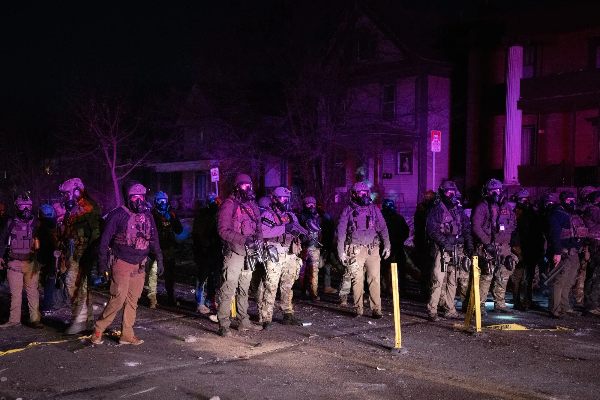 Federal law enforcement officers during confrontations with residents following a shooting incident in Minneapolis on Jan. 14.