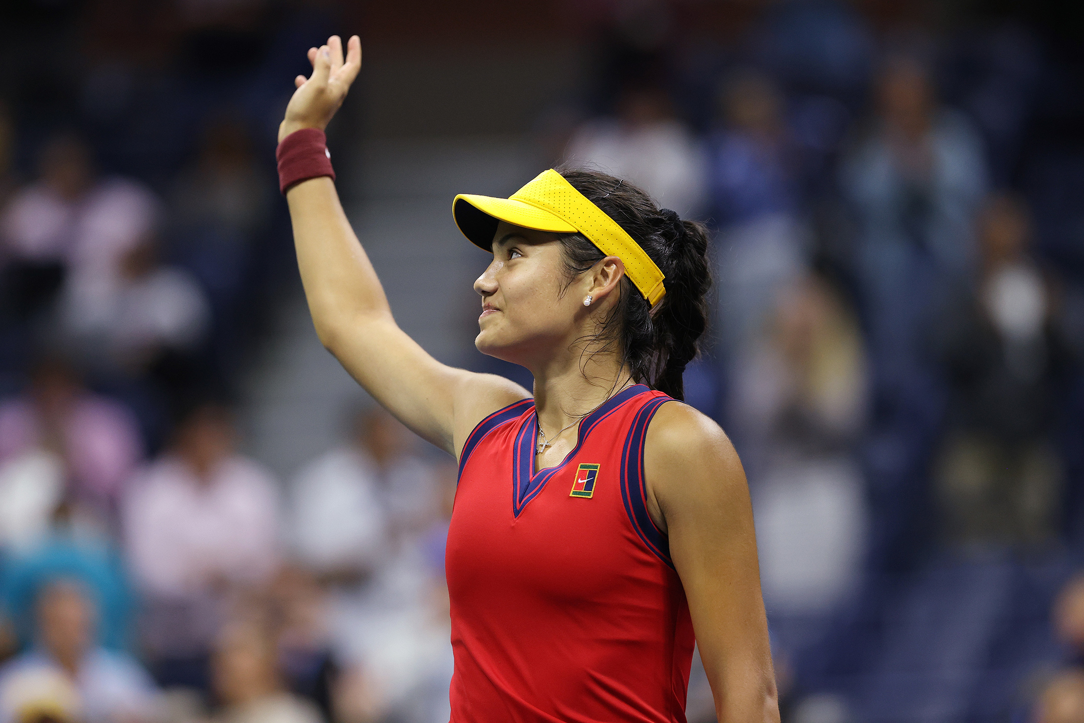 Emma Raducanu celebrates defeating Maria Sakkari of Greece during their Women’s Singles semifinals match on Day Eleven of the 2021 US Open on Sept. 9.