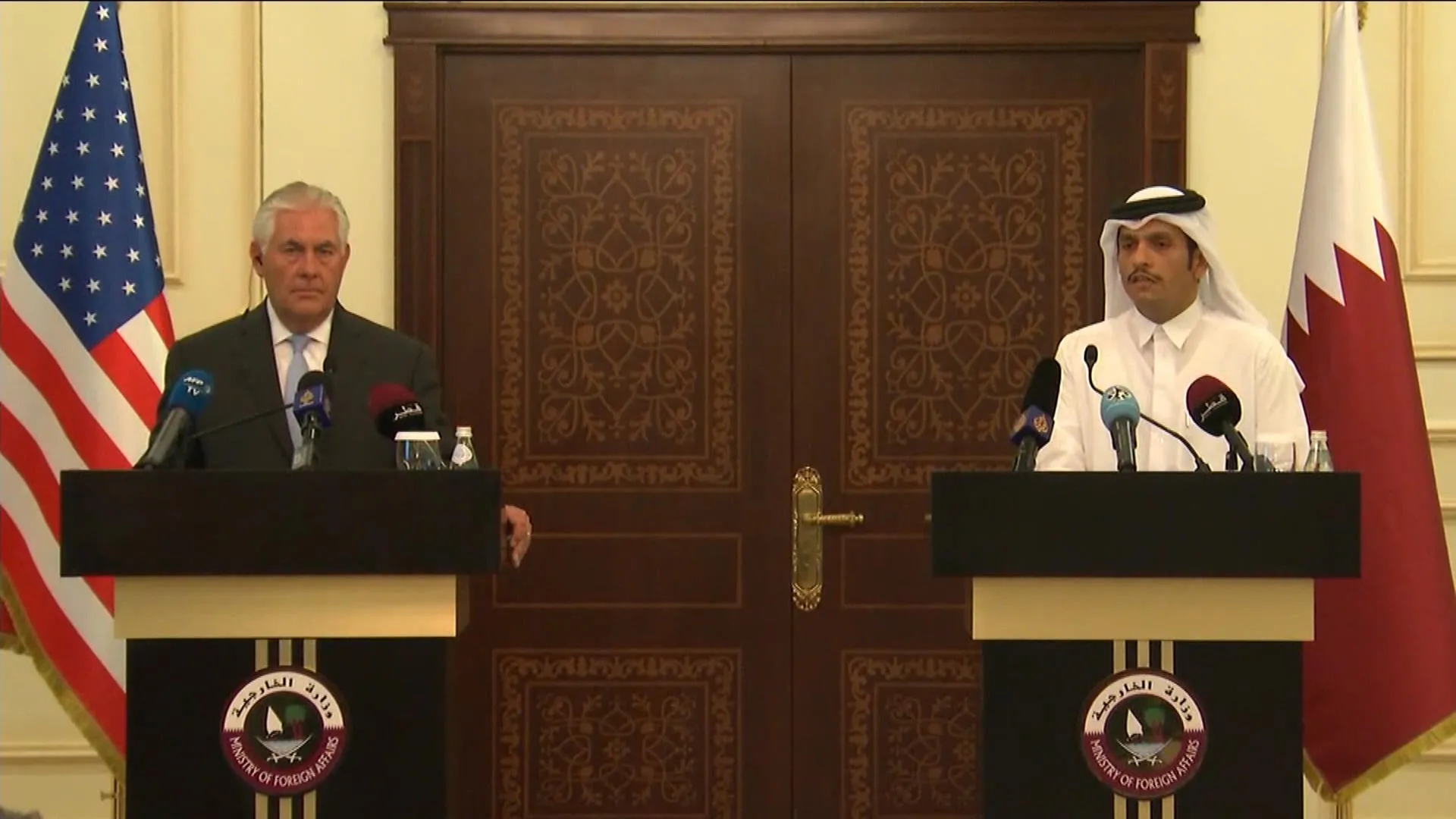U.S's Tillerson, Qatar's Al Thani News Conference
