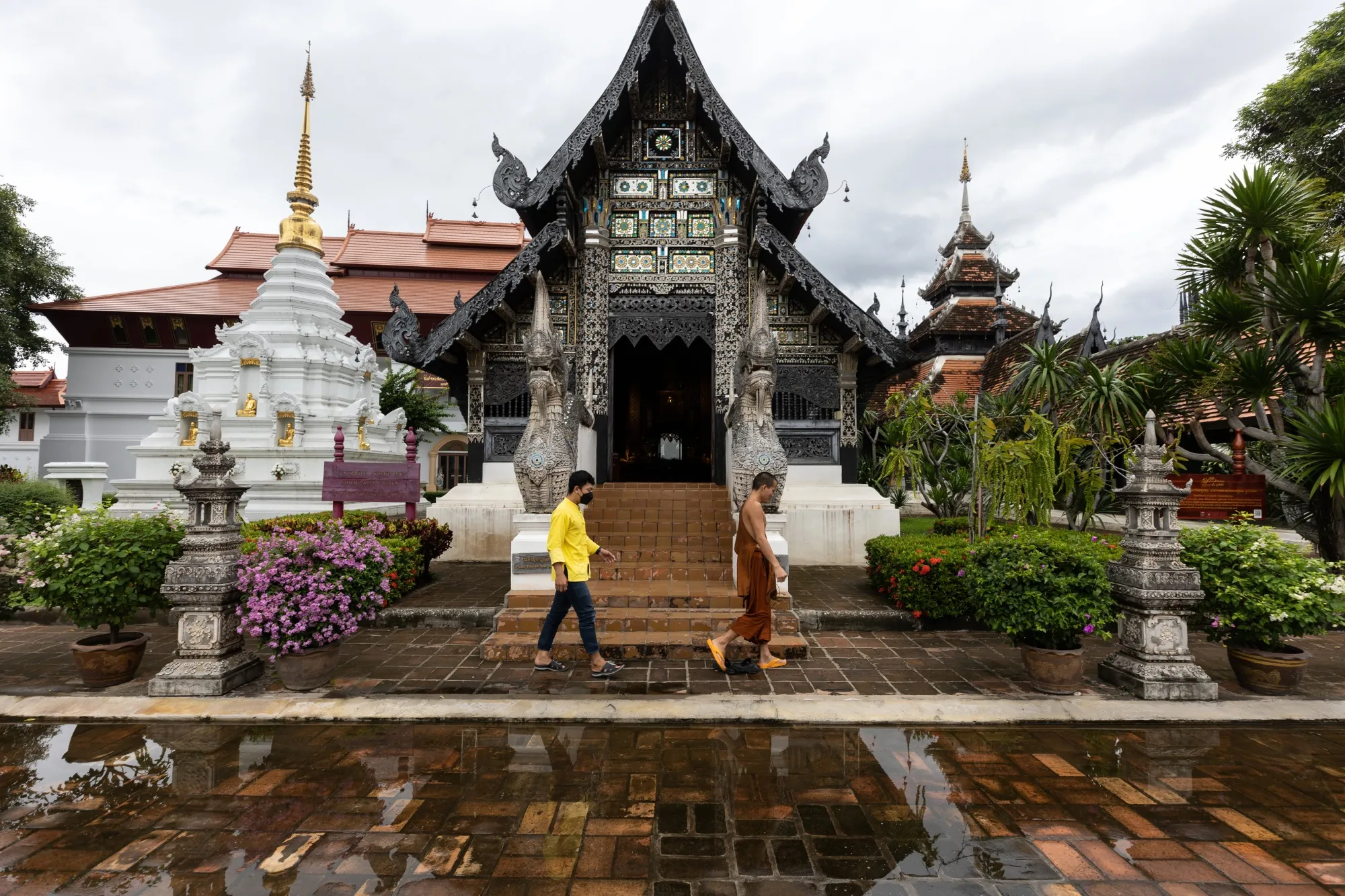 A near empty Wat Chedi Luang in Chiang Mai, Thailand, on Sept. 9.