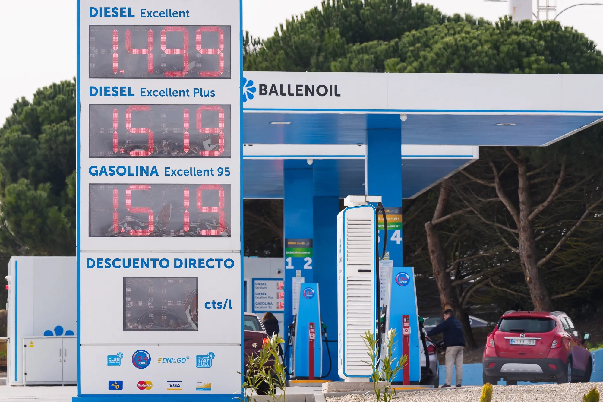 Fuel prices at a petrol station in Burgos, northern Spain.