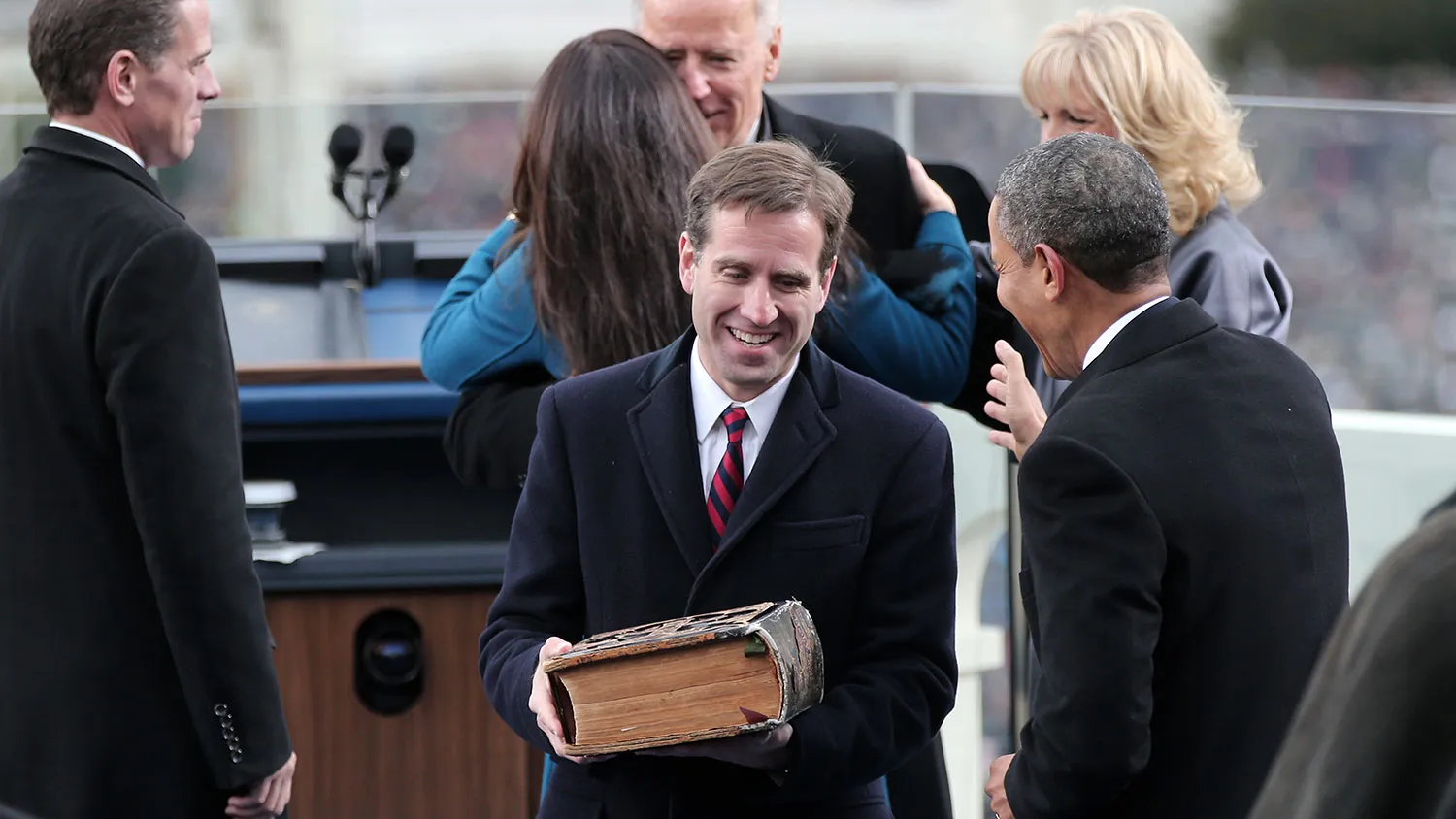 Beau Biden, center, is pictured at President Barack Obama's second inauguration.
