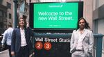 Baiju Bhatt (right) and Vlad Tenev, Robinhood’s founders, walk along Wall Street after going public with an IPO earlier in the day on July 29 in New York City.