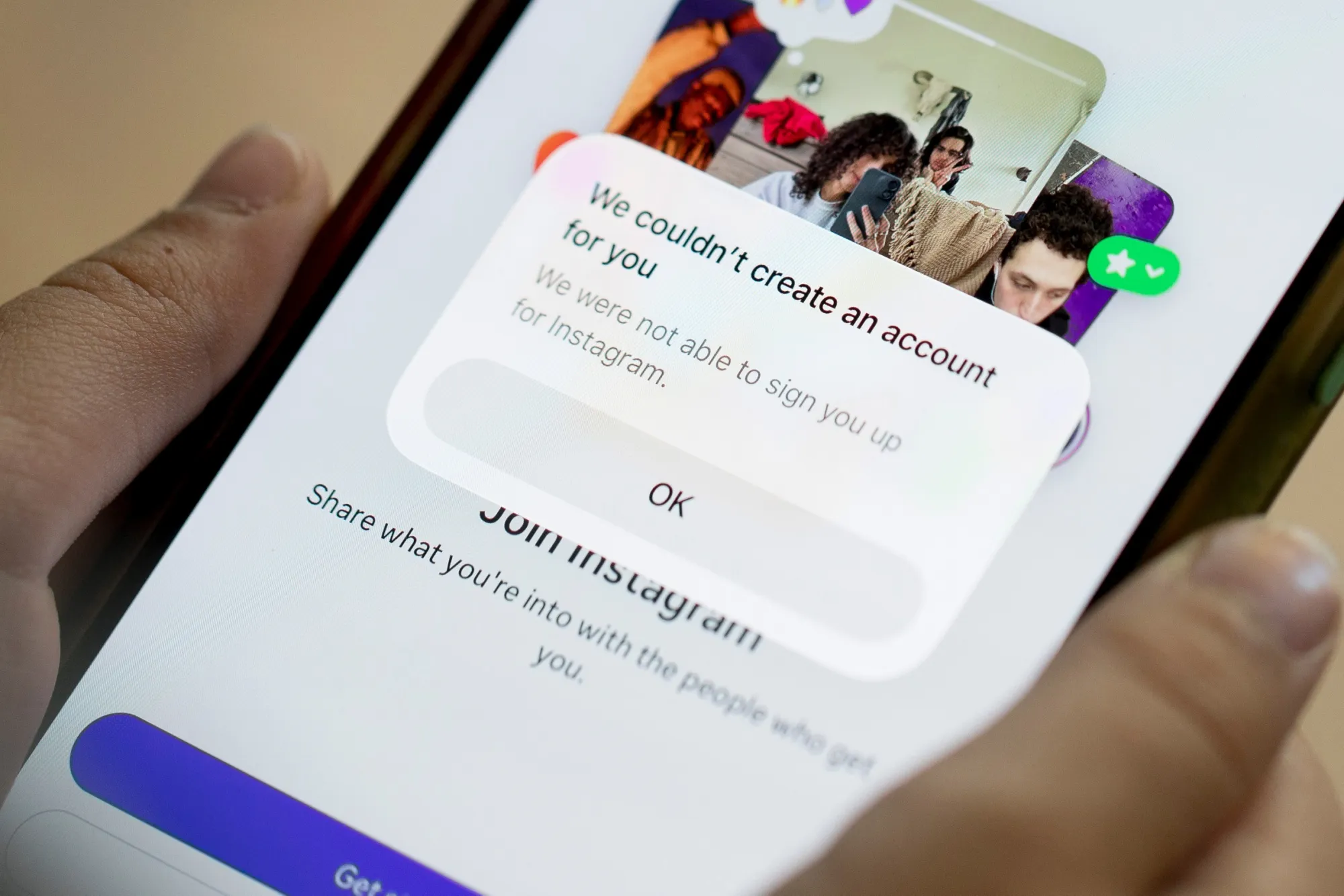 A notification on the Instagram app on a smartphone arranged in Sydney.