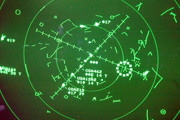 A radar monitor in the Newark Airport co