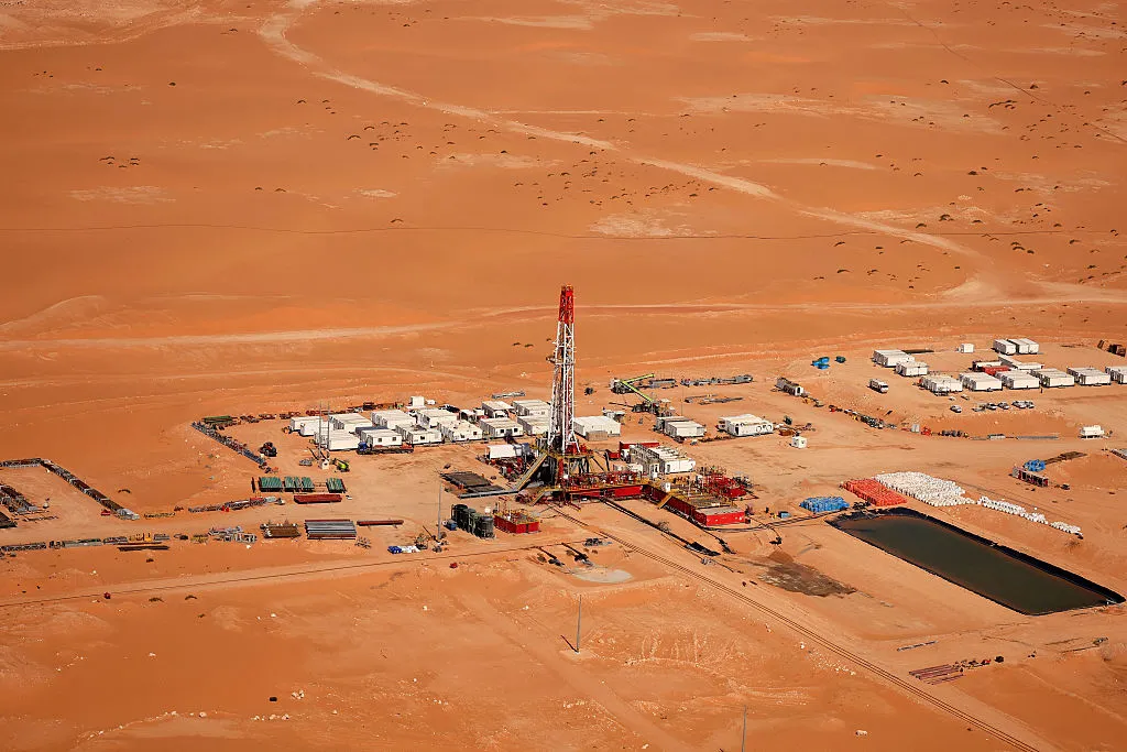 An oil plant between Riyadh and Haradh, Saudi Arabia.