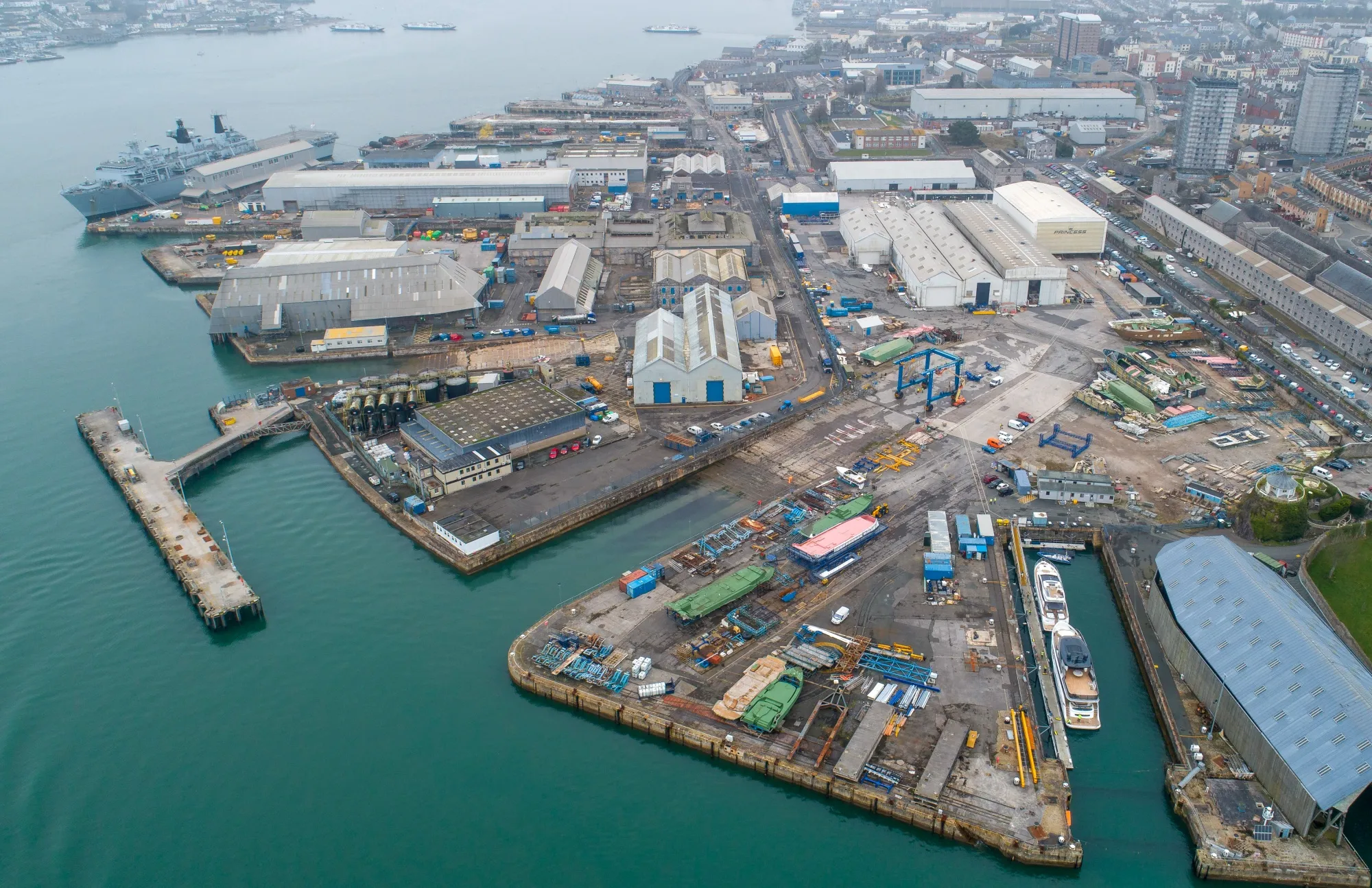 The Plymouth port area that includes South Yard, the site of the Devonport freeport in Plymouth, U.K.