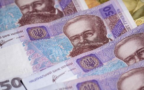 Ukrainian Hryvnia And Russian Ruble Currency Banknotes As Ukraine Tensions Rise