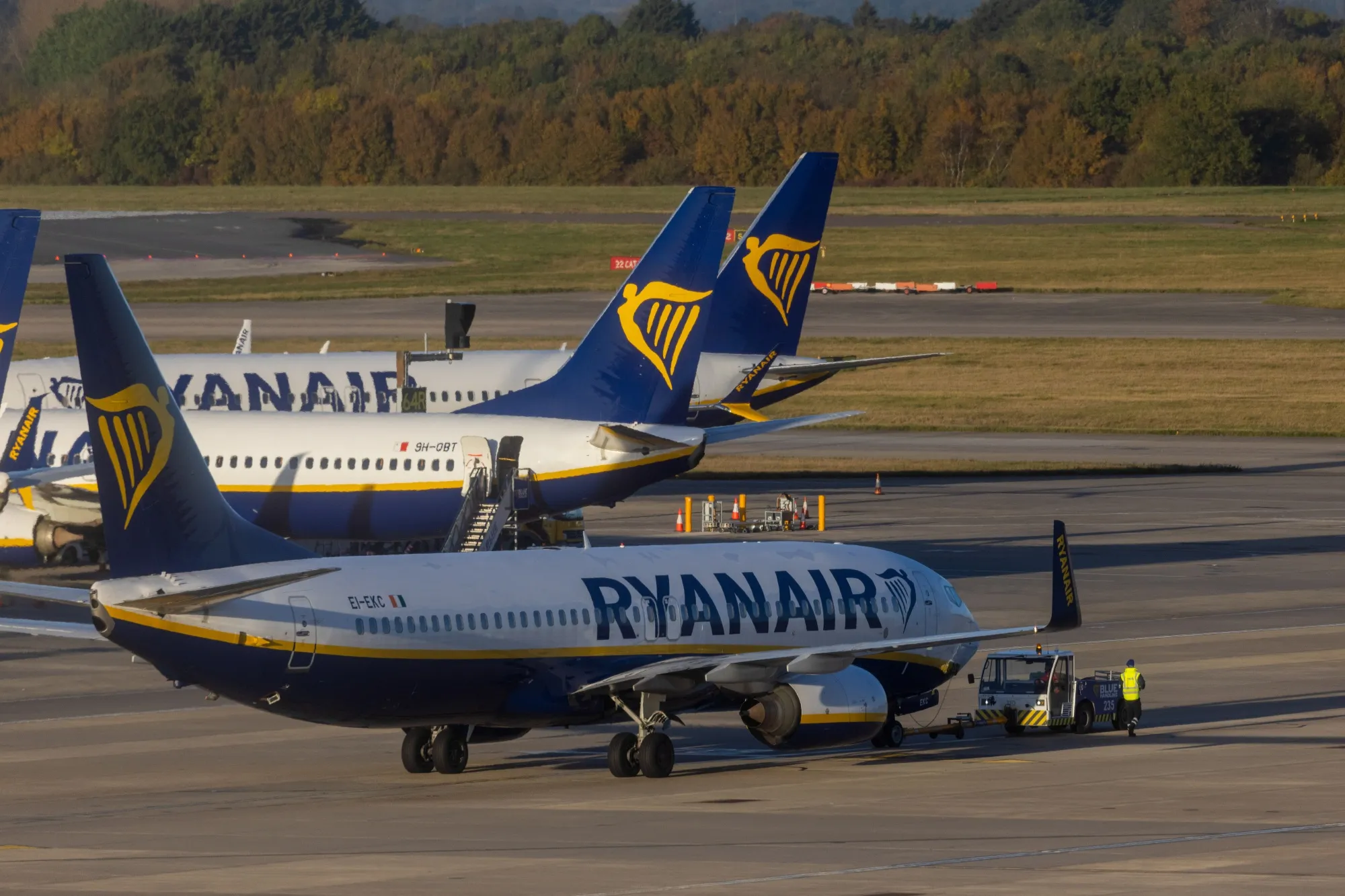 Passenger aircraft, operated by Ryanair Holdings Plc,&nbsp;at London Stansted Airport in Stansted, UK.