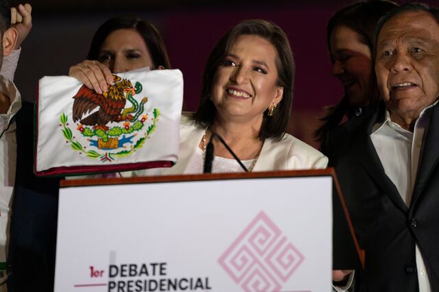 Xóchitl Gálvez en un evento de campaña en Ciudad de México el 7 de abril, 2024.