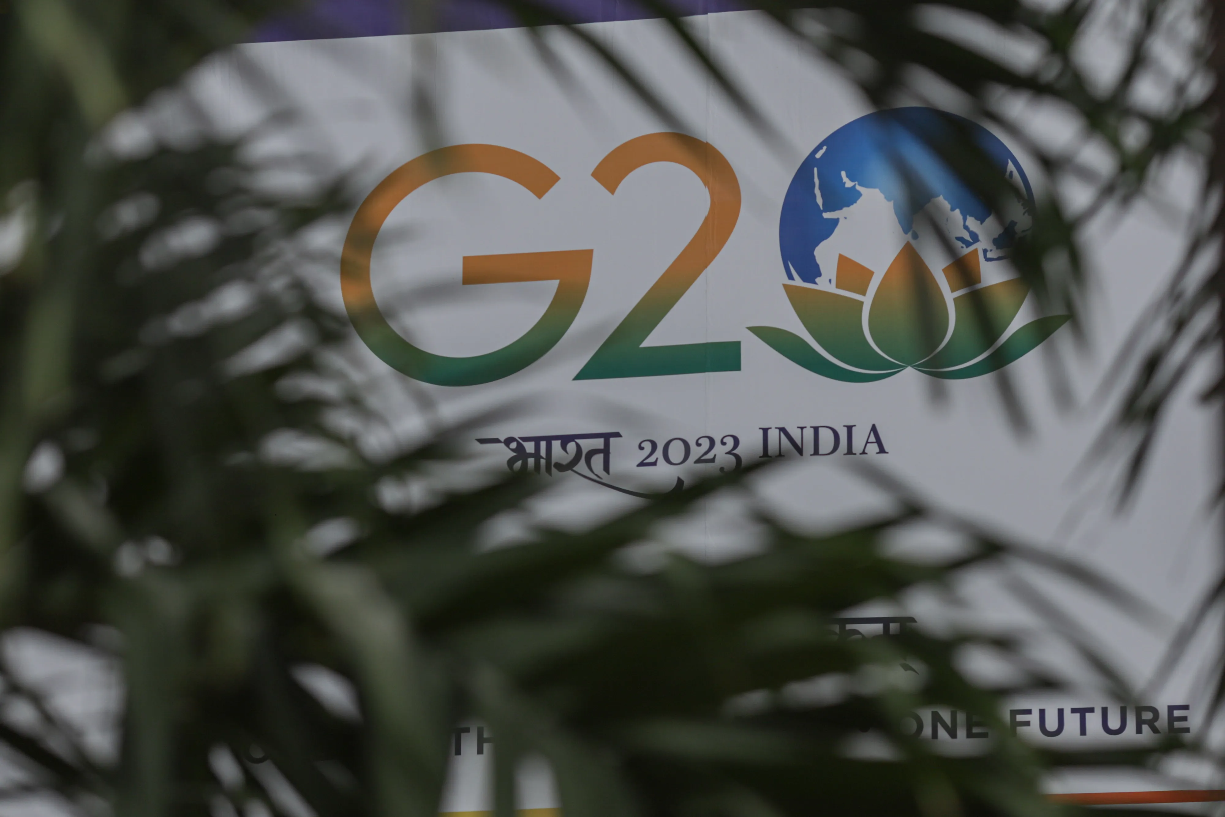G20 logo&nbsp;in Gandhinagar, India.