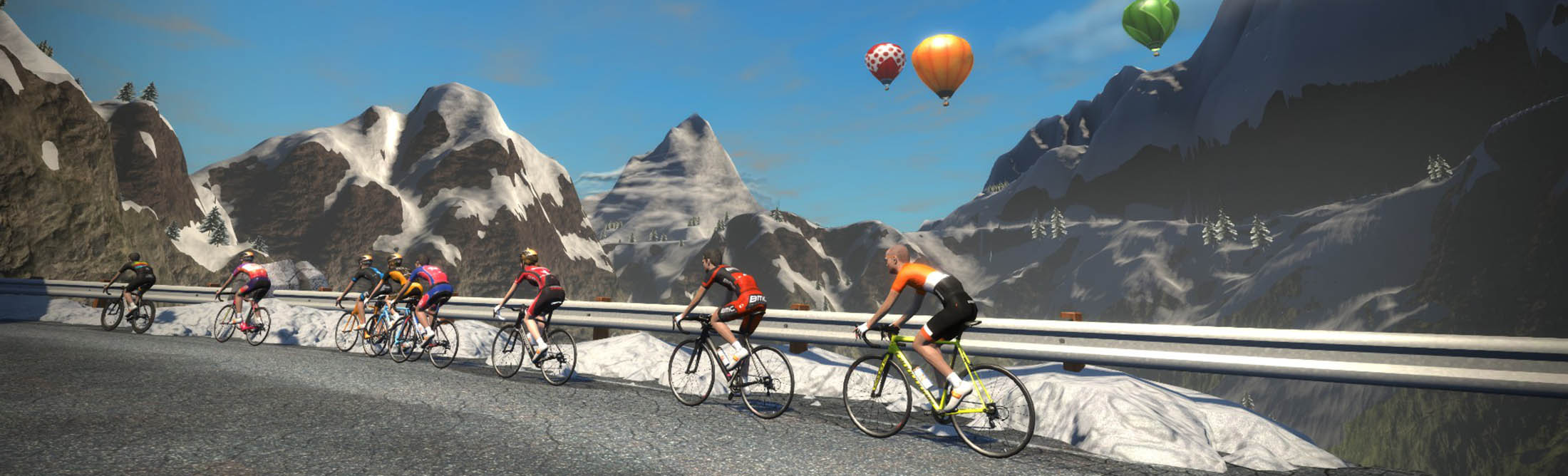 Cyclists can ride through virtual Alps.
