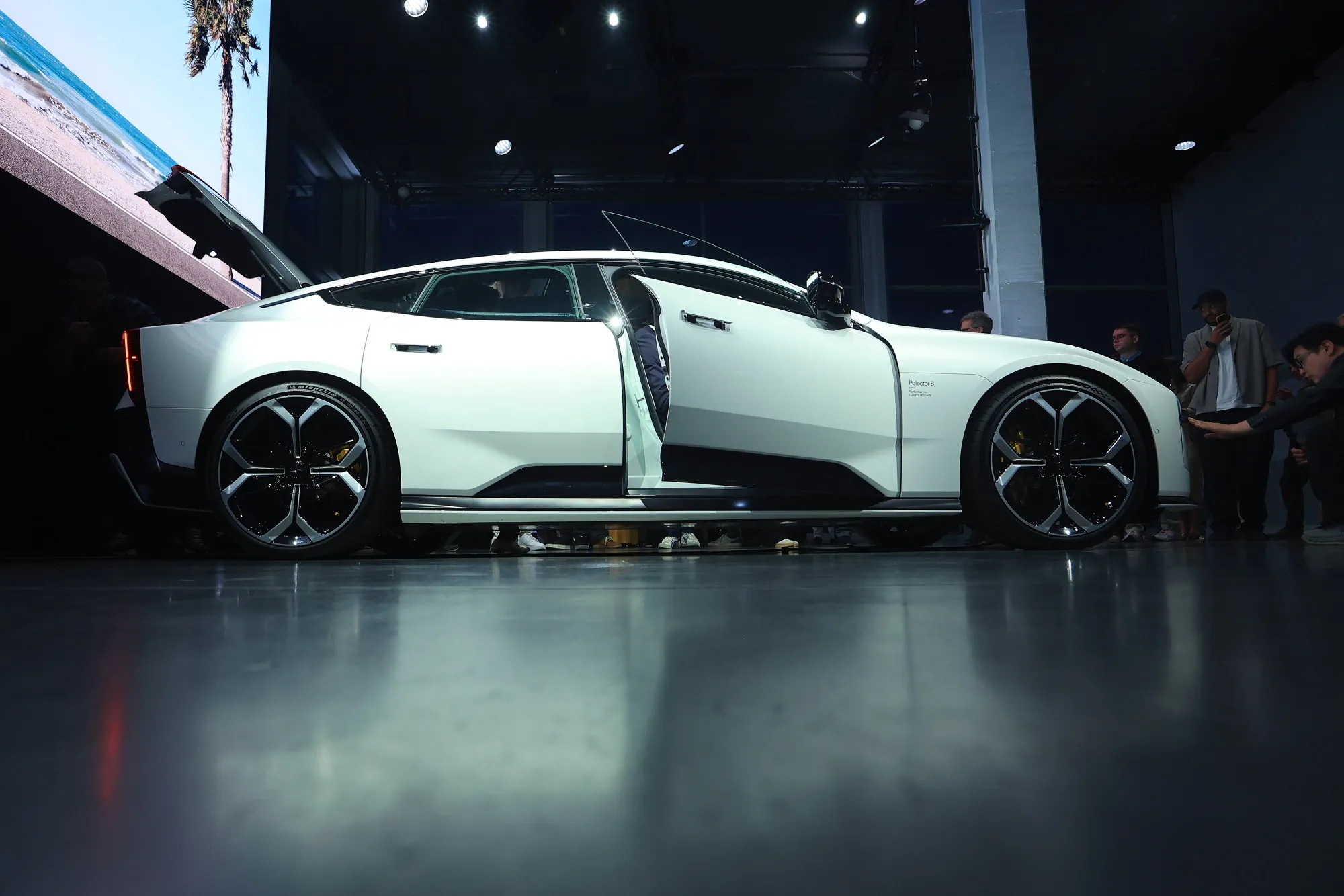 The Polestar 5 electric vehicle during a lunch event at the IAA Mobility 2025 expo in Munich.