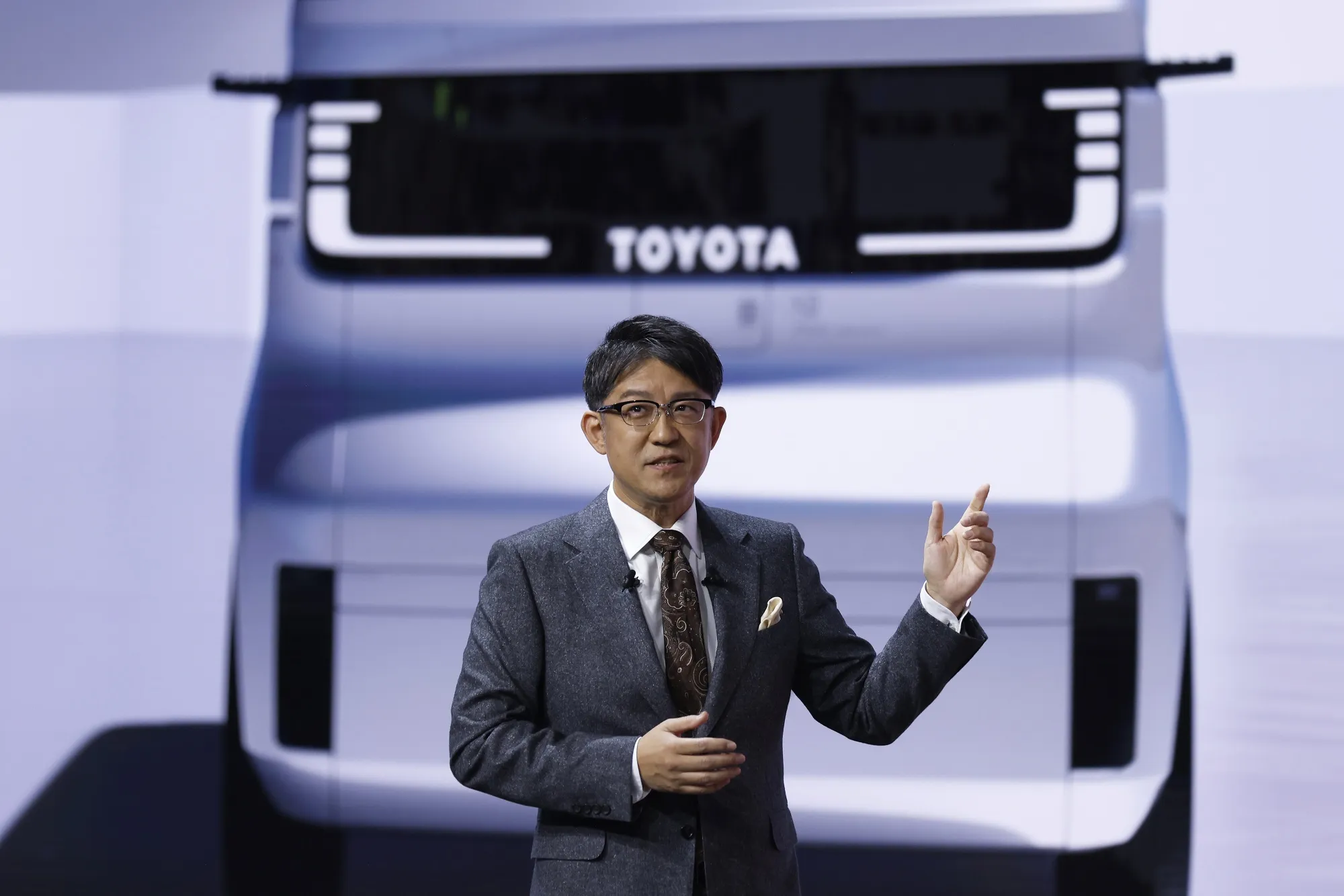 Koji Sato at the Japan Mobility Show in Tokyo.