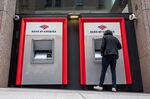 A customer uses an ATM at a Bank of America branch in San Francisco.