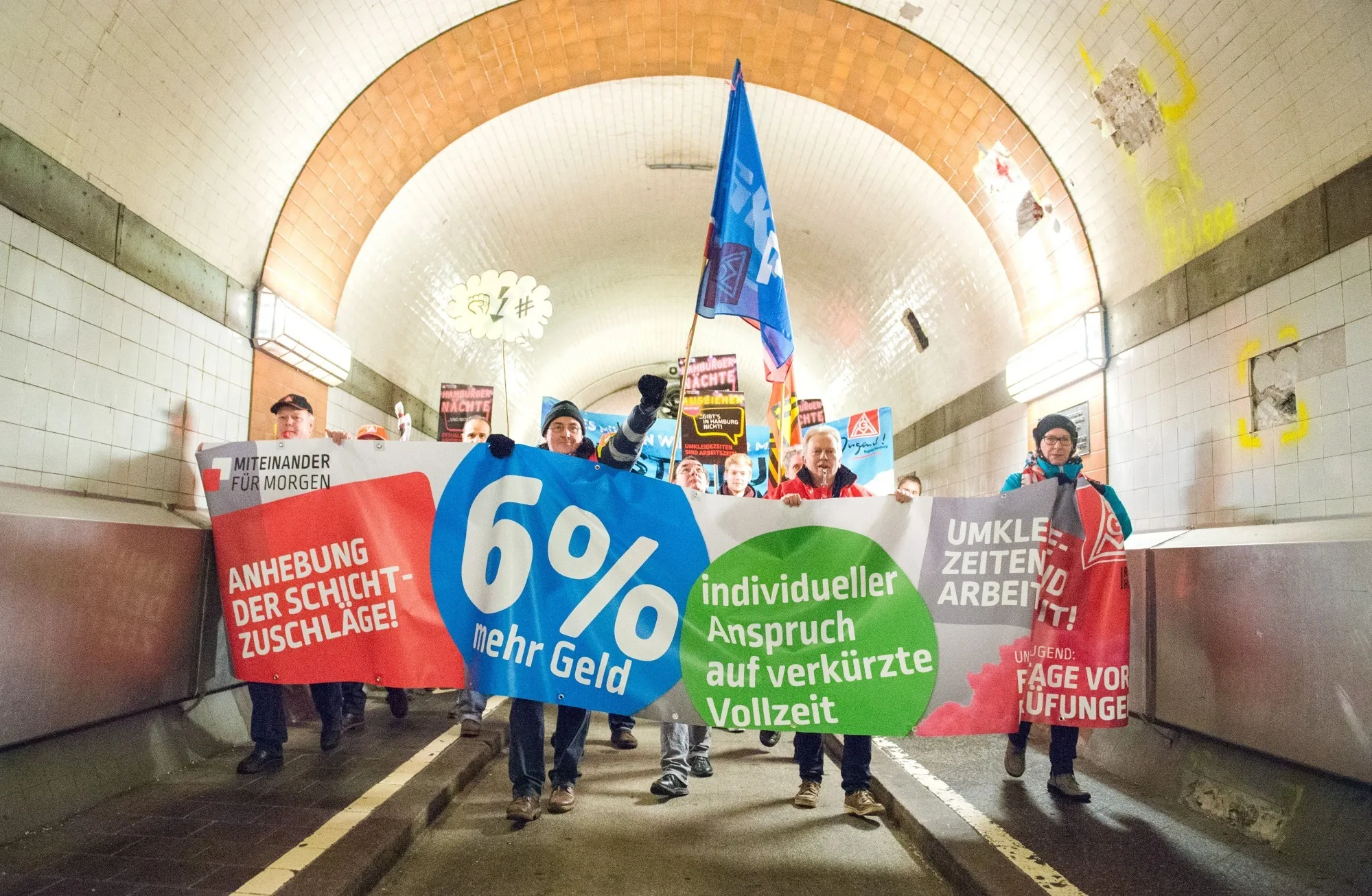 German metalworkers during a demonstration for higher pay on Jan. 24.