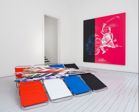 Installation view, Kathryn Andrews, "Trinity and Powers: In Search of Breadfruit," Gladstone Gallery, Brussels