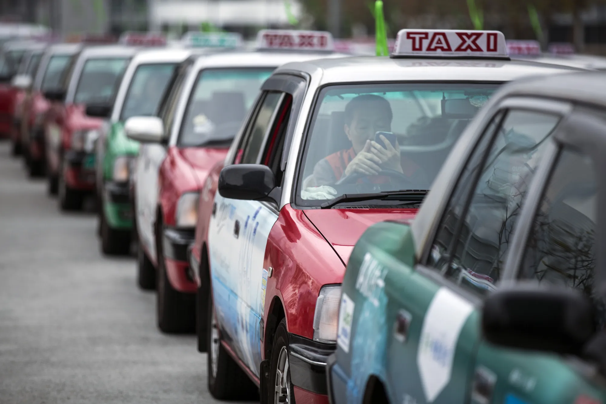 Taxis in Hong Kong.