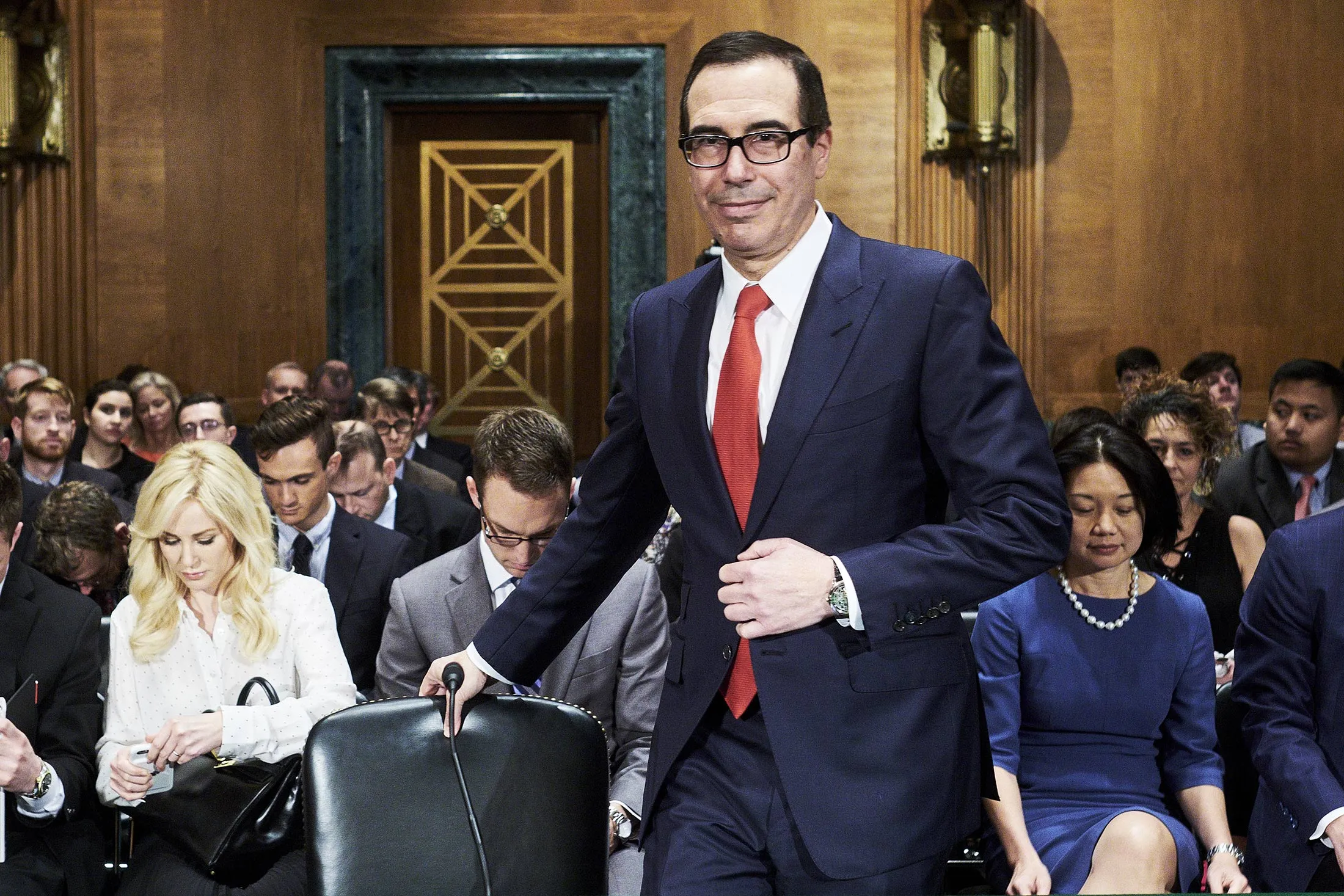 Steven Mnuchin, U.S. Treasury secretary, arrives to testify before the Senate Committee on Banking, Housing, and Urban Affairs at the the U.S. Capitol, on May 18.
