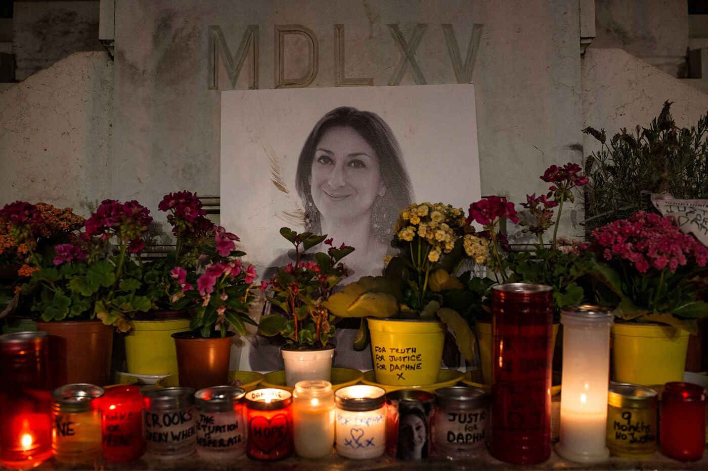 A vigil held to remember Caruana Galizia at the Great Siege Monument, nine months after she was killed.