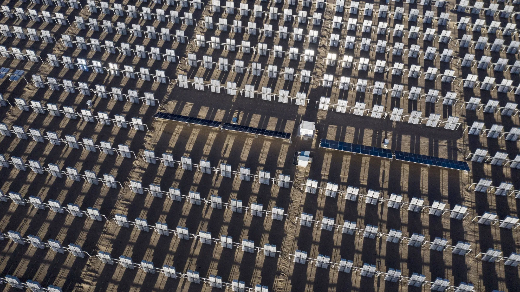 Photovoltaic modules at a solar power plant near Qinghai province, China.