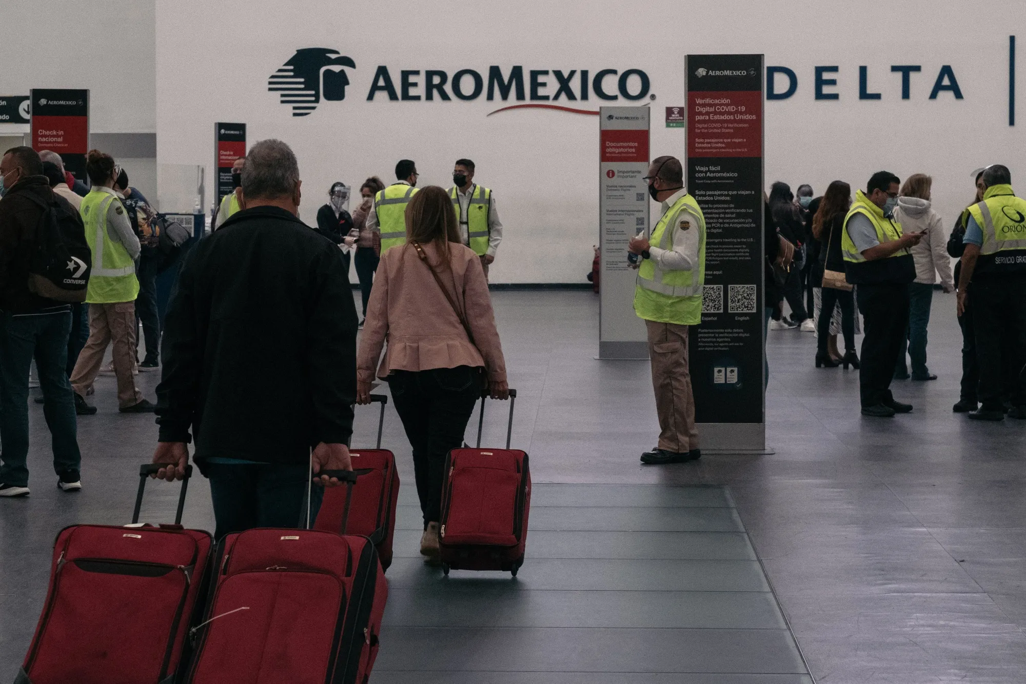 Aeromexico and Delta signage at Benito Juarez International Airport&nbsp;in Mexico City.