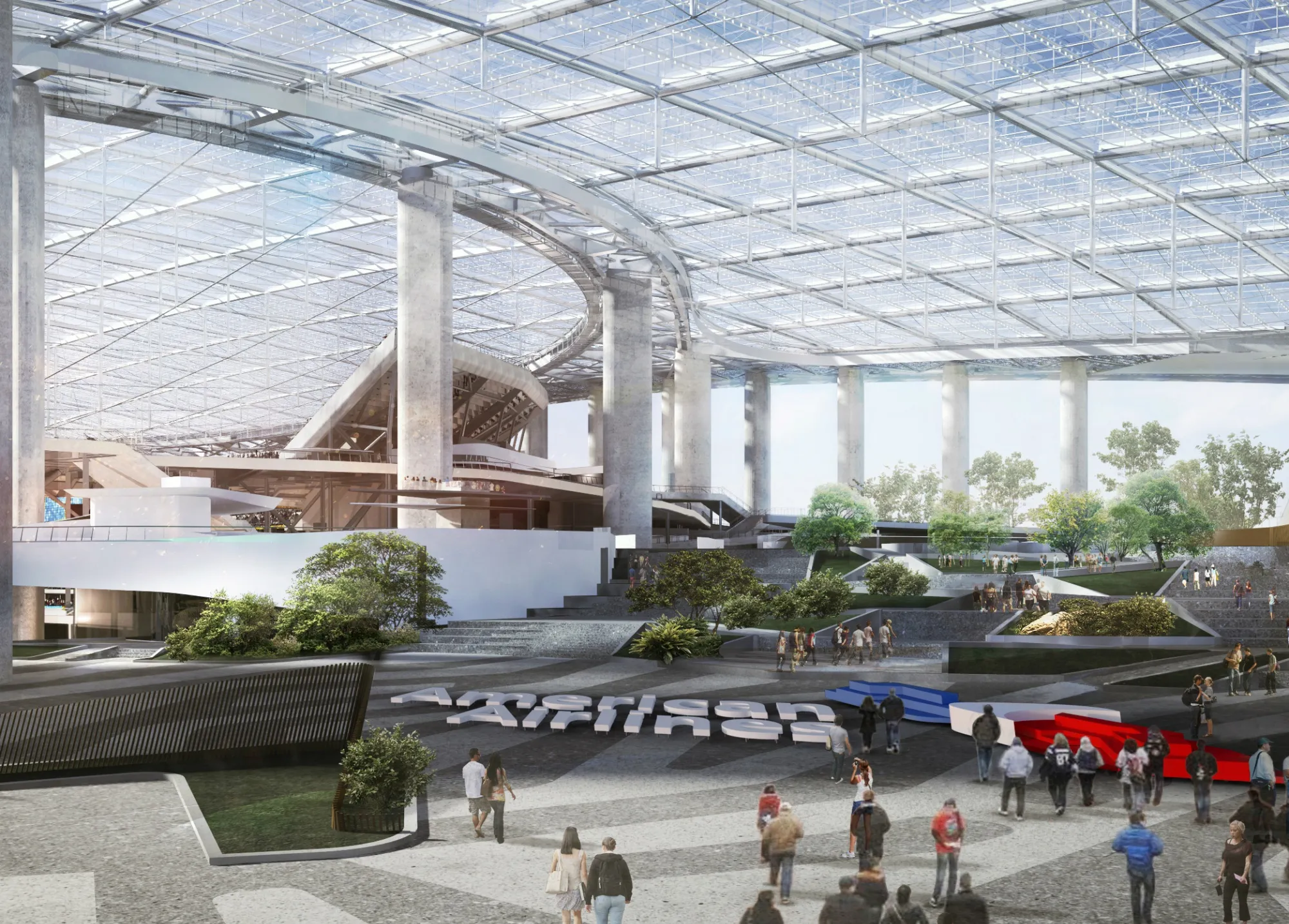Rendering of American Airlines Plaza at the new L.A. Stadium and Entertainment District.