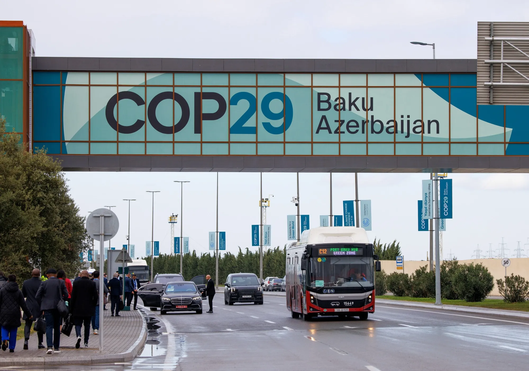 Traffic near the venue of the COP29 climate conference in Baku, Azerbaijan, on Thursday, Nov. 14, 2024. The United Nations climate change conference, COP29, runs through Nov. 22.