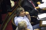 Maximo Kirchner, a lawmaker of the Front for Victory party, listens during a session of the lower house of Congress in Buenos Aires, Argentina, on Tuesday, March 15, 2016.
