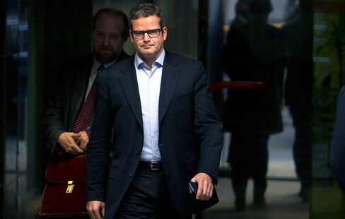 Javier Martin-Artajo, a former JPMorgan Chase & Co. trader, after attending an extradition hearing at the national court in Madrid, Spain, on Nov. 15, 2013.
