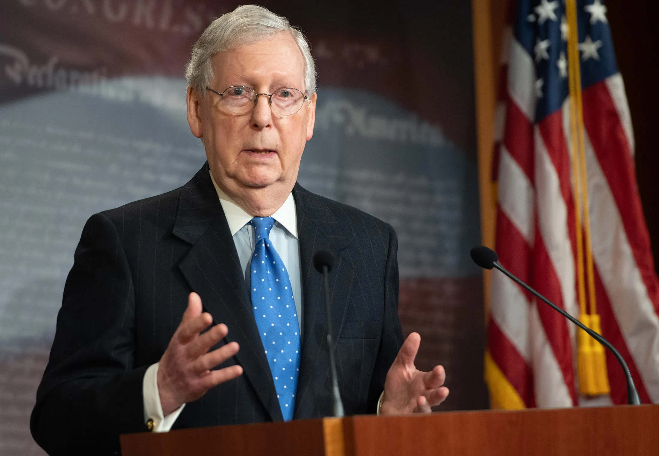 Mitch McConnell speaks during a news&nbsp;conference&nbsp;at the U.S. Capitol in Washington, D.C., on March 17.