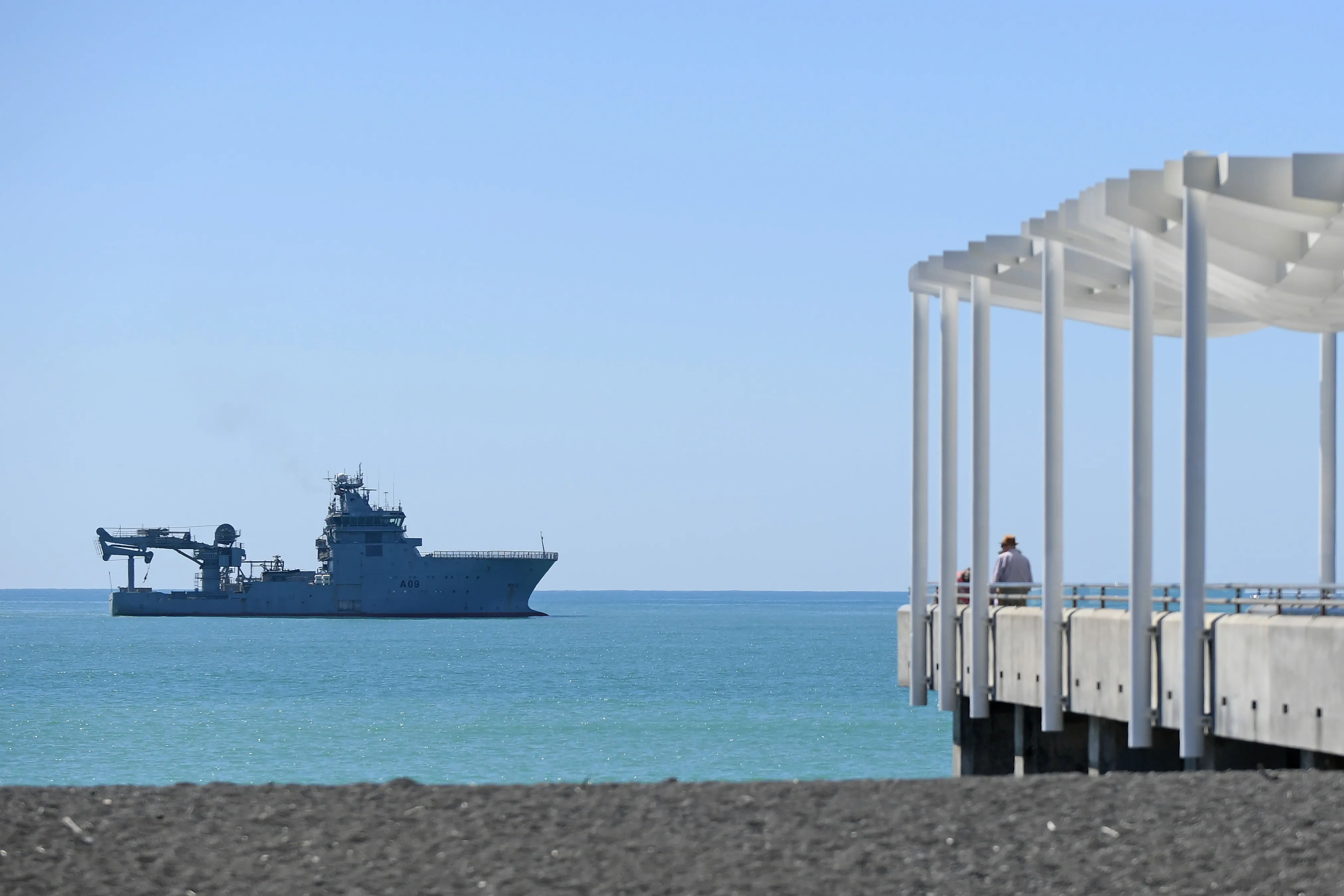 The HMNZS Manawanui in Napier, New Zealand, in February.&nbsp;