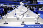 Yaskawa Electric Corp. collaborative robots displayed at the International Robot Exhibition in Tokyo, Japan, on Wednesday, March 9, 2022. The expo at Tokyo Big Sight runs through March 12.