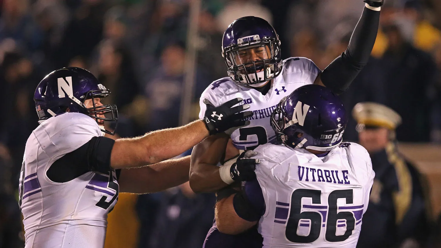 SOUTH BEND, IN - NOVEMBER 15: of the Notre Dame Fighting Irish of the Northwestern Wildcats at Notre Dame Stadium on November 15, 2014 in South Bend, Indiana. Northwestern defeated Notre Dame 43-40 in overtime.
