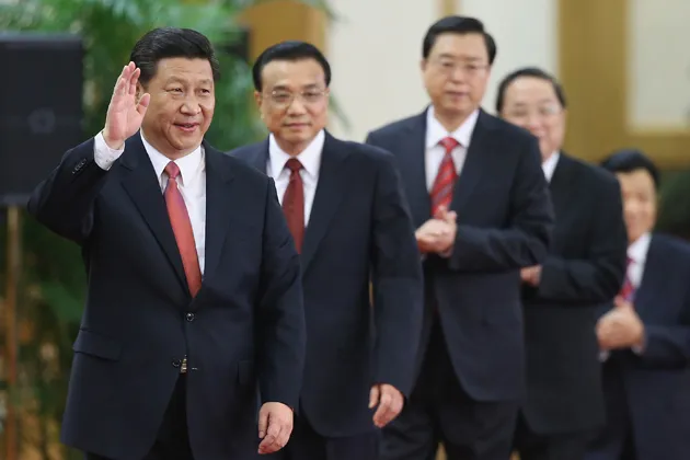 Communist Party of China General Secretary Xi Jinping, left, with Li Keqiang, Zhang Dejiang, Yu Zhengsheng and Liu Yunshan at the Great Hall of the People in Beijing, on Nov. 15, 2012
