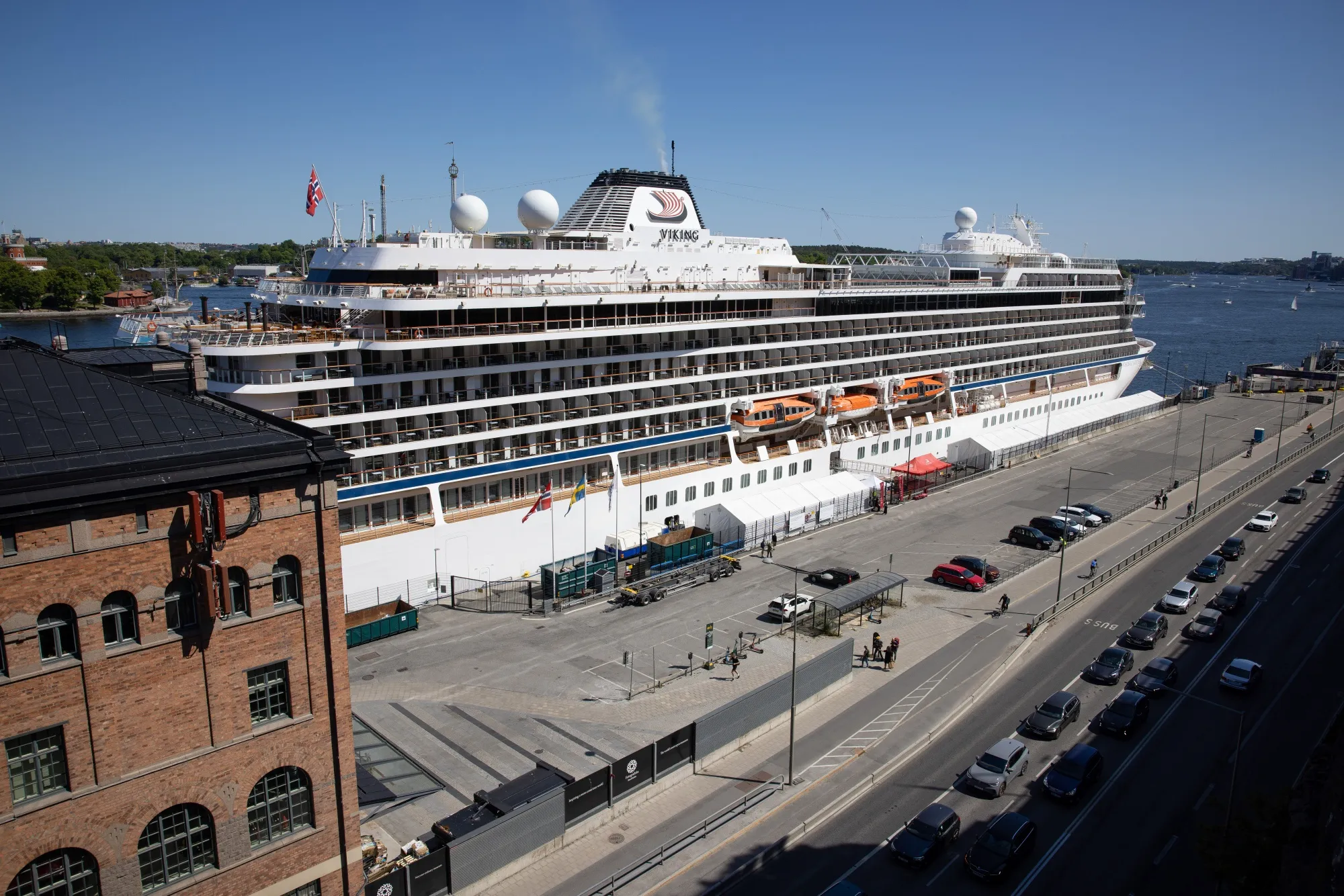 A Viking cruise ship in Stockholm.