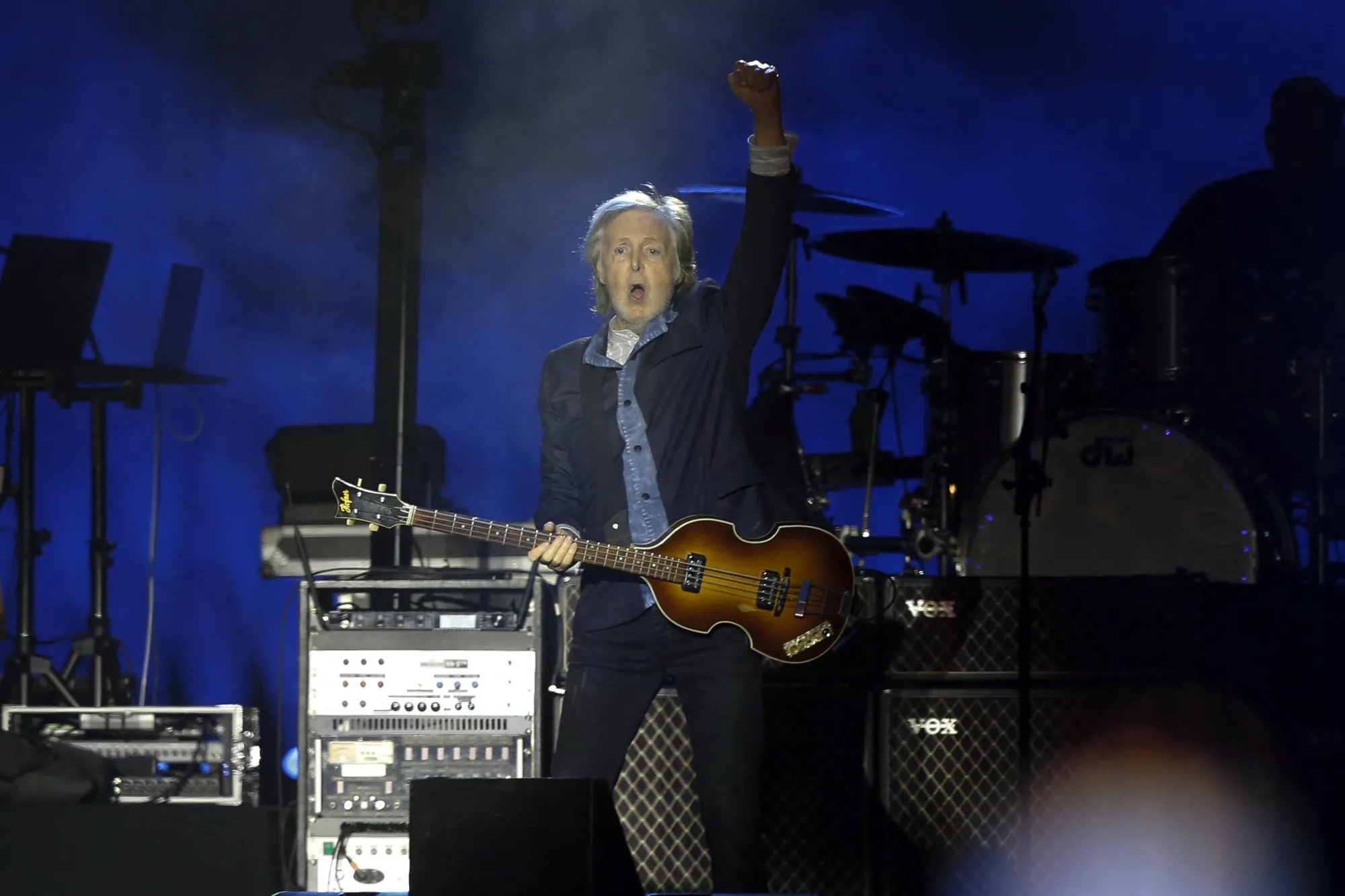 British musician Sir Paul McCartney performs