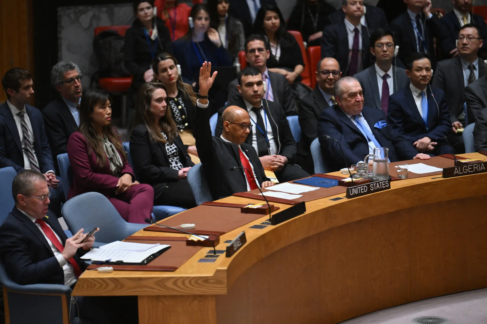 Robert Wood votes against a resolution allowing Palestinian UN membership at United Nations headquarters in New York&nbsp;on April 18.