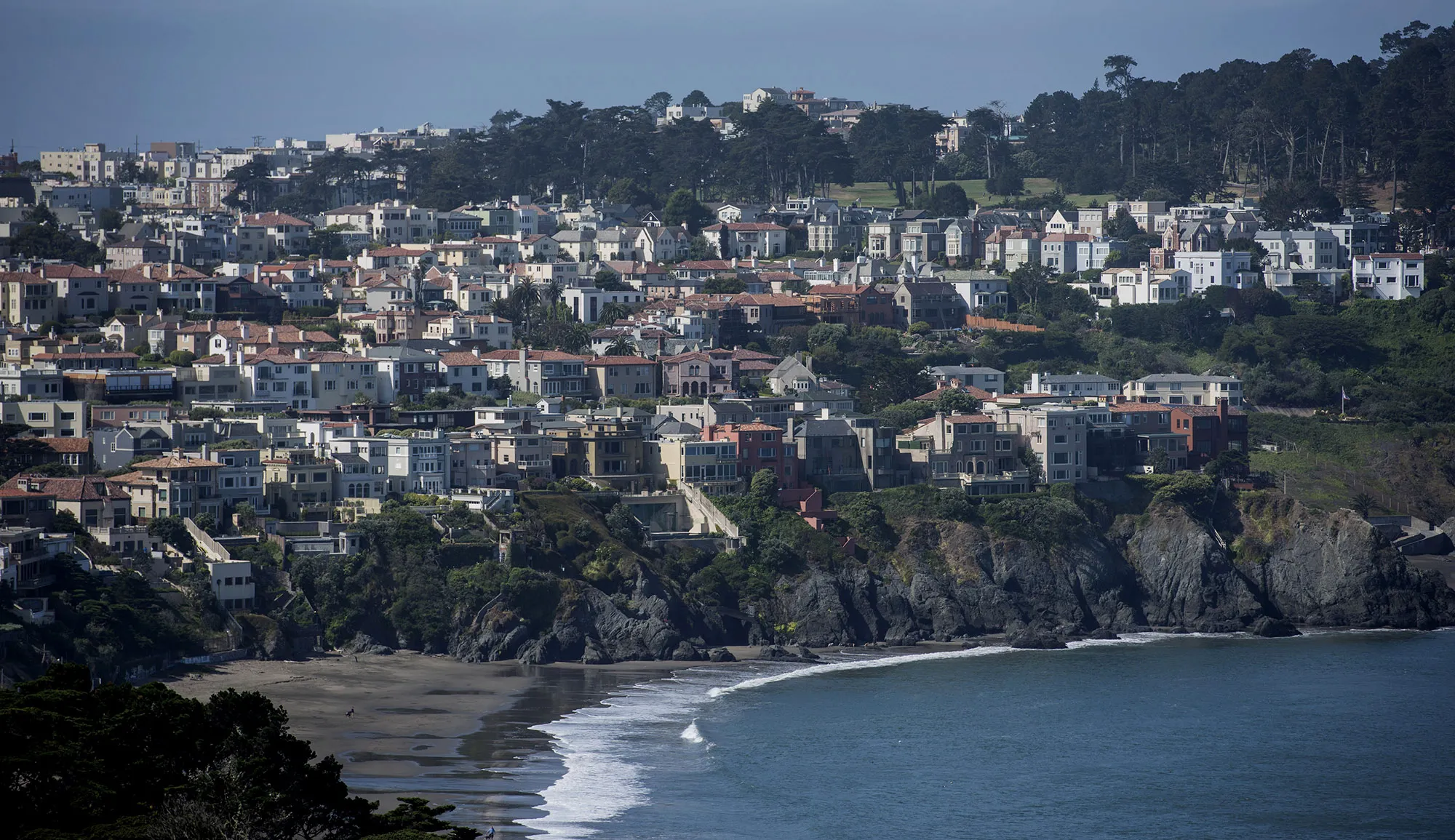 Residential homes stand in the Sea Cliff area of San Francisco.