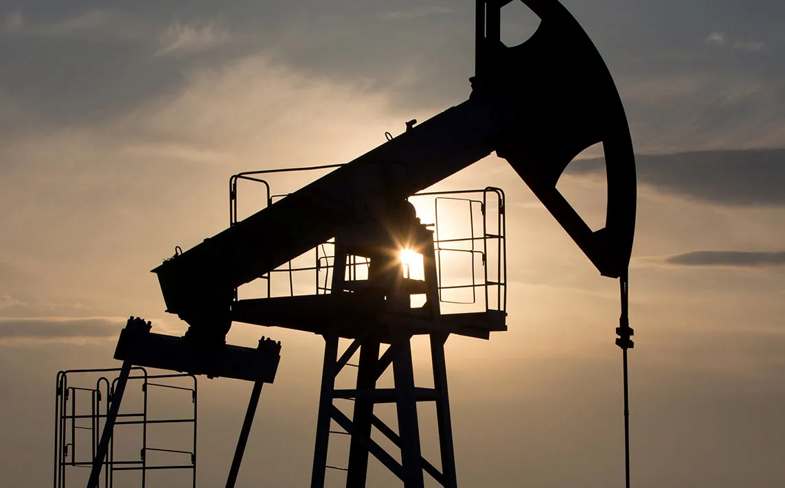 An oil pumping jack, also known as a 'nodding donkey,' stands in an oilfield operated by Bashneft PAO in the village of Otrada, 150kms from Ufa, Russia, on Saturday, March 5, 2016. Bashneft is an upstream and down stream oil &amp; gas provider which explores, produces and refines its own oil and gas which it extracts from brownfield reserves in the Russian Federation.
