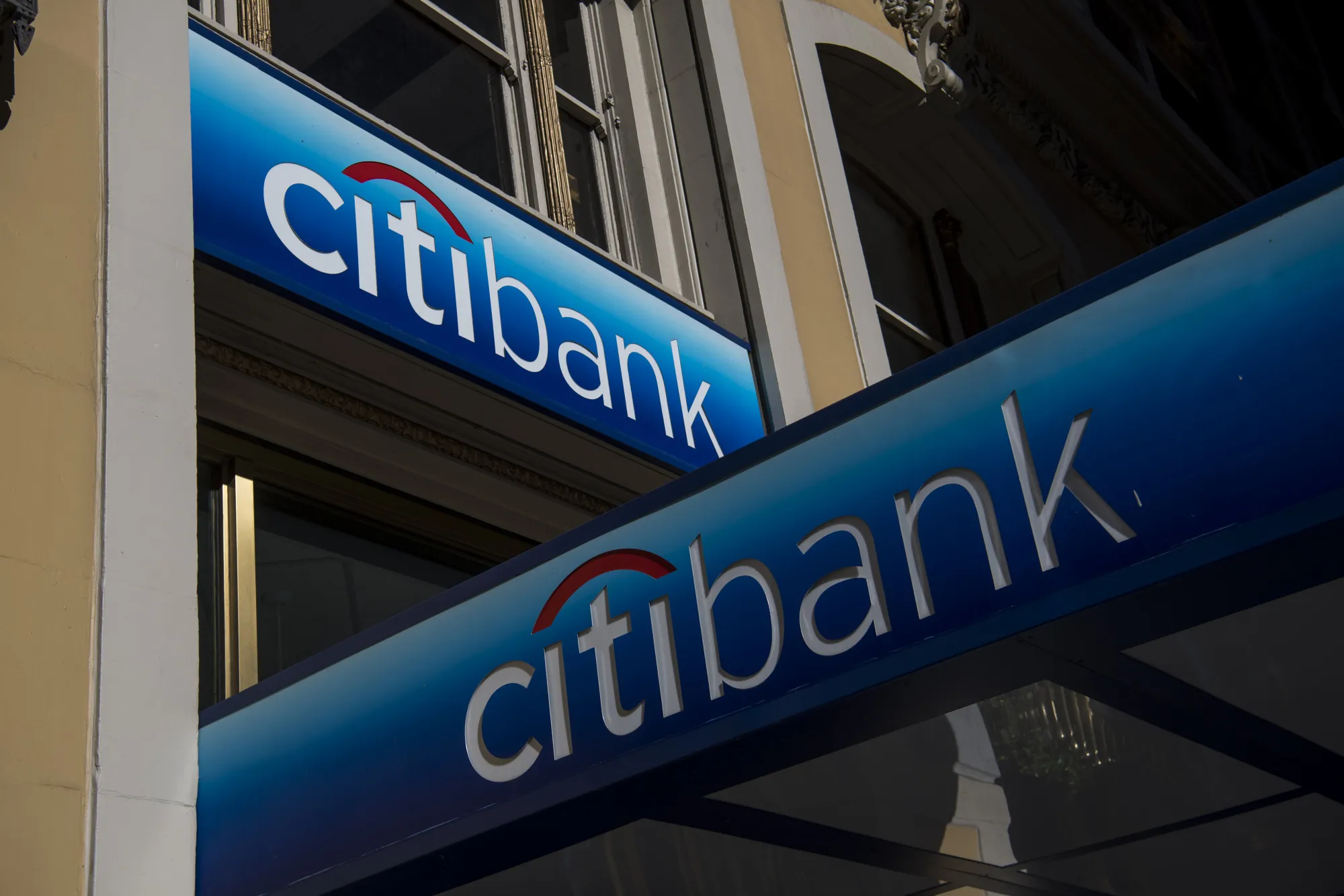 Citigroup Inc. signage is displayed outside a bank branch in San Francisco.