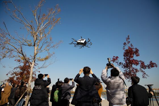 Drone Taxis and Bags of Rice Take Flight in Downtown Seoul