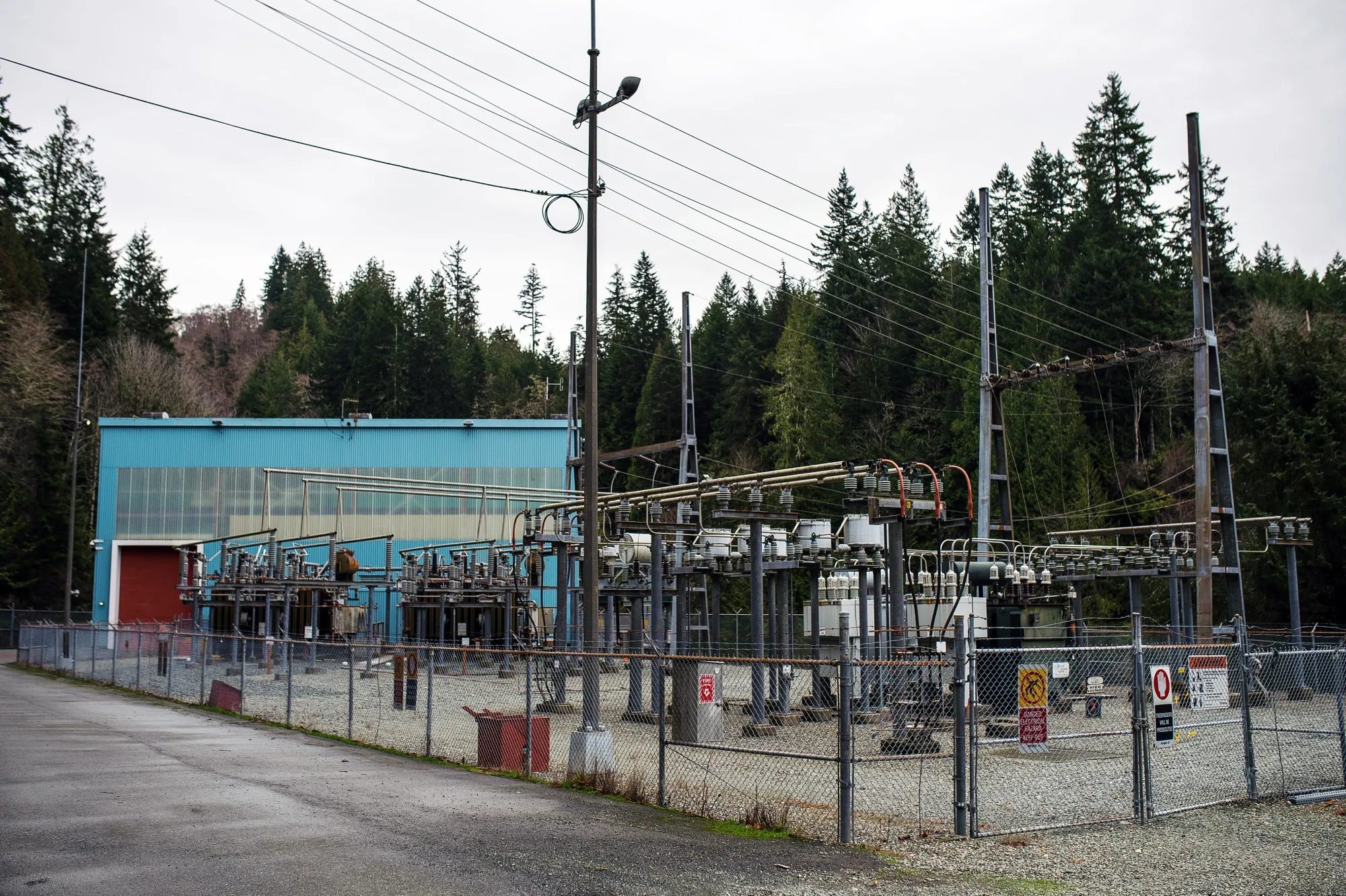 A generating station stands in Jordan River, British Columbia.
