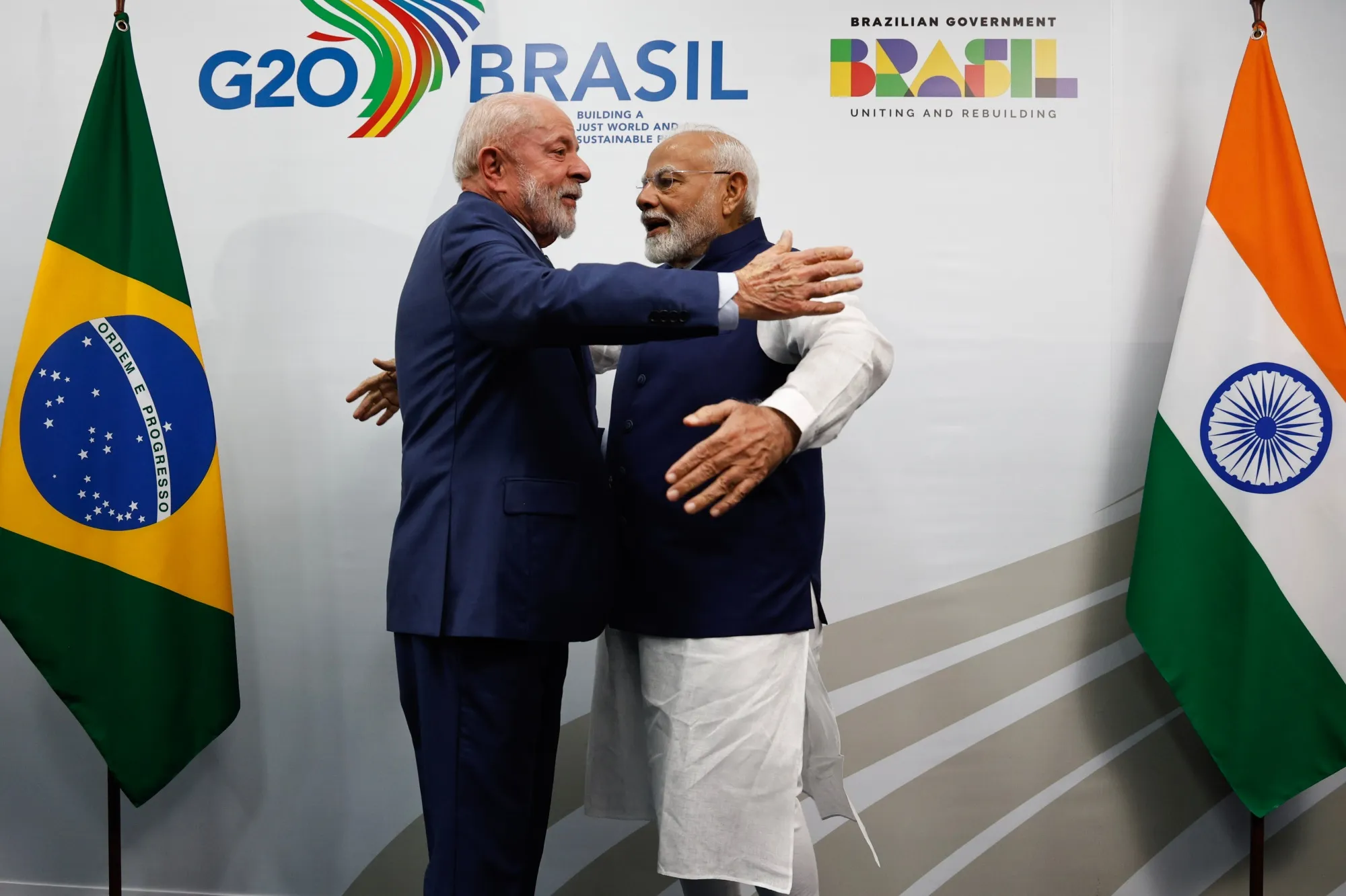 Luiz Inacio Lula da Silva, left, and Narendra Modi, India’s prime minister