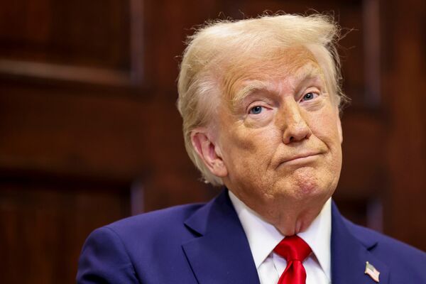 US President Donald Trump in the Roosevelt Room of the White House in Washington, DC, US, on Tuesday, Jan. 21, 2025. 