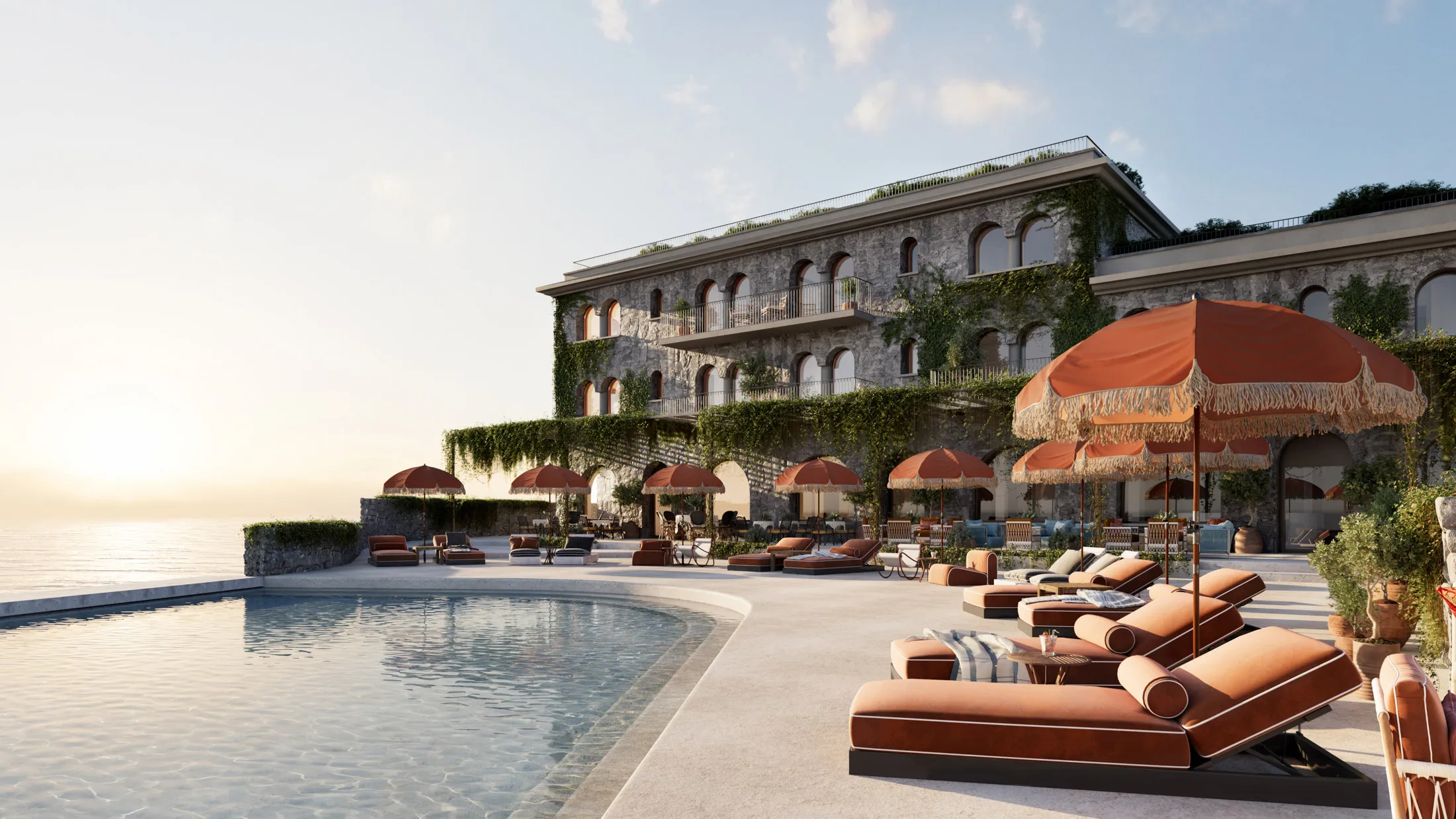 Rendering of a pool at Zannier Hotels Bendor.