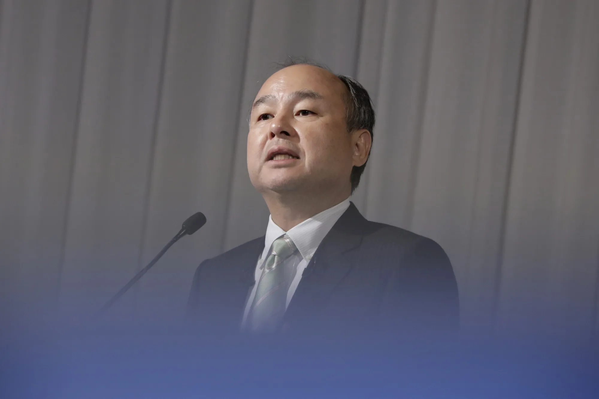 Masayoshi Son speaks during a news conference in Tokyo on Feb. 12, 2020.