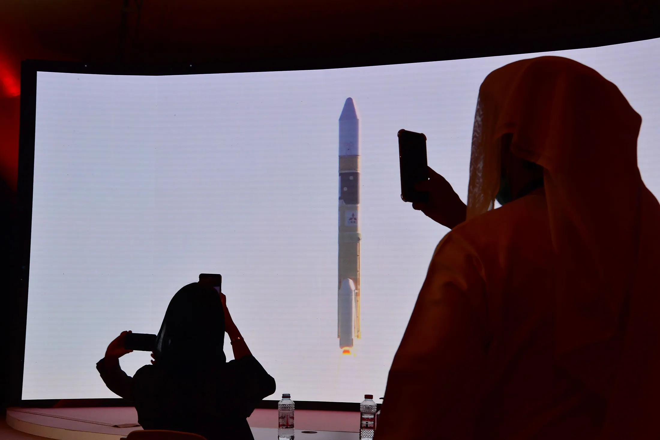 A screen broadcasts&nbsp;the launch of the "Hope" Mars probe at the Mohammed Bin Rashid Space Centre in Dubai, in July 2020.&nbsp;