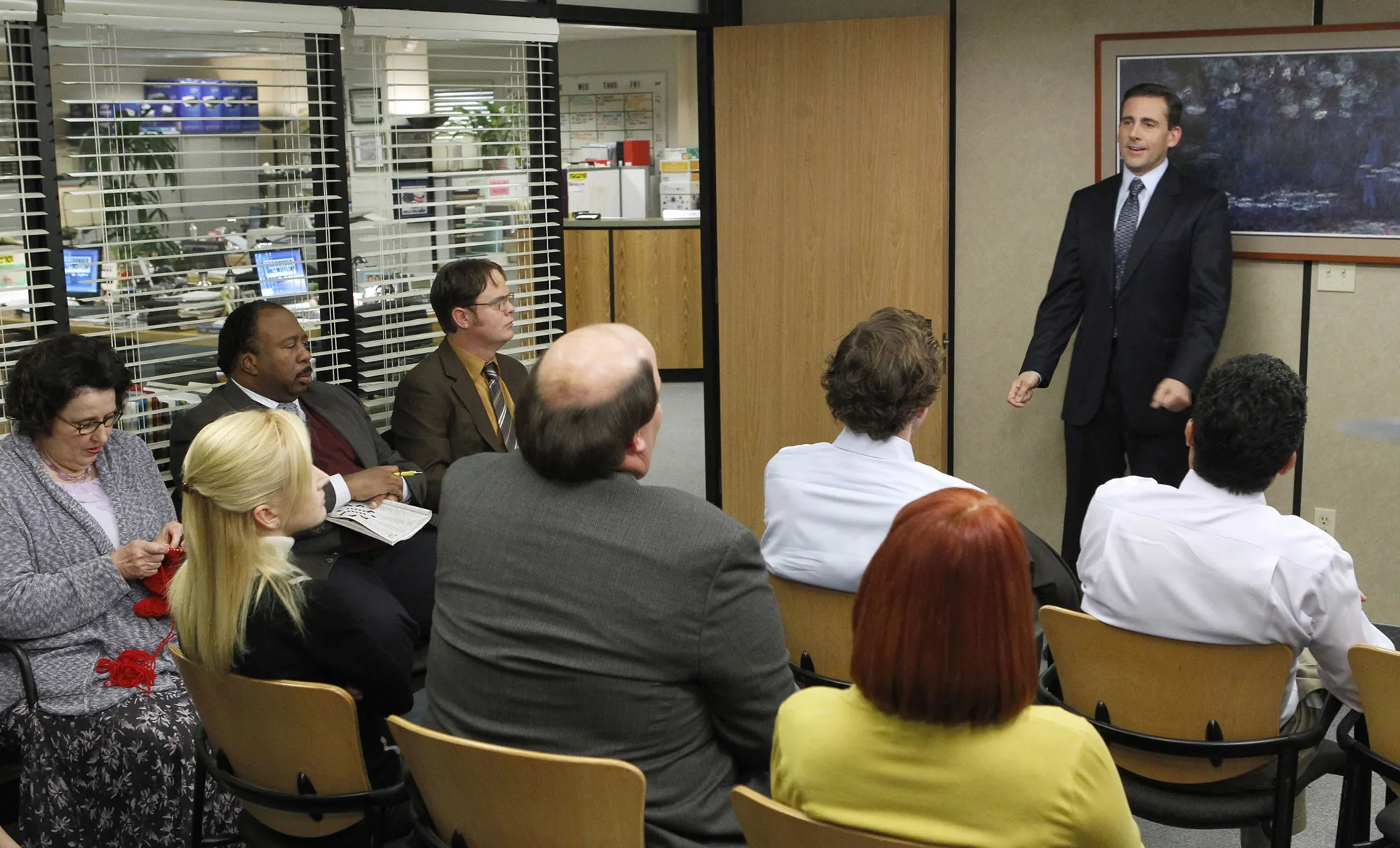 Steve Carell speaks as Michael Scott in “The Office.”